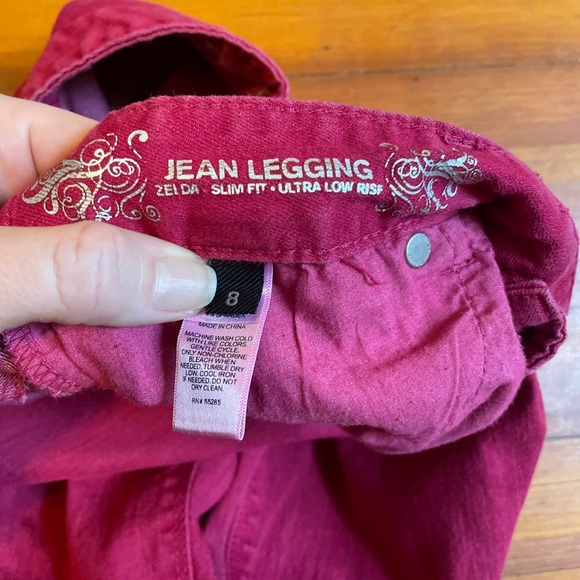 Express Zelda Ultra Low Rise Red Leggings - Picture 6 of 8